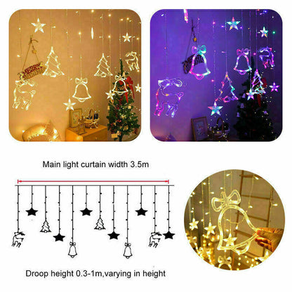 Guirnalda de hadas LED para ventana, cortina de luces, estrella, Navidad, fiesta de Navidad, hogar, interior