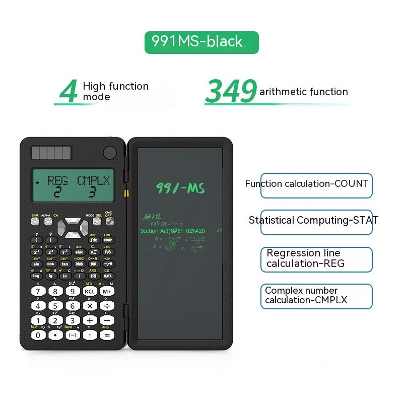 Calculatrices scientifiques pliables 2 en 1, tablette d'écriture manuscrite, fonction d'apprentissage, calculatrice scientifique de bureau pliable