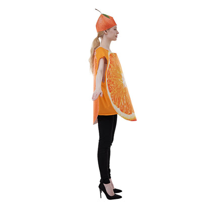 Costume d'Halloween tranche de fruit orange