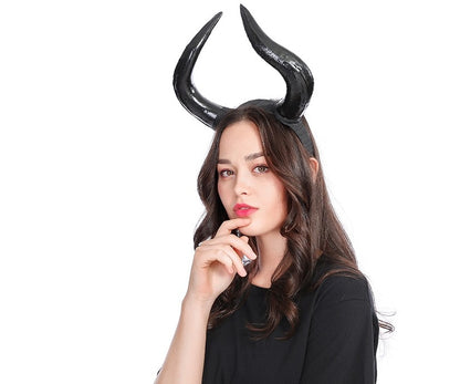 Nueva diadema de cuerno negro de simulación para fiesta de Halloween y Pascua