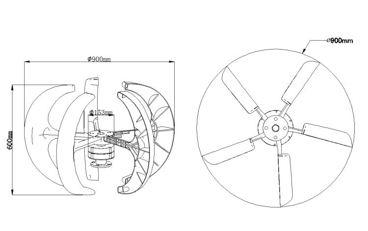 Conjunto de generador eólico de turbina eólica en miniatura con forma de linterna roja de 300W