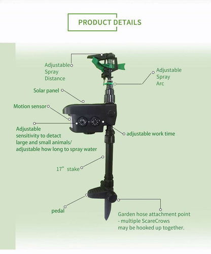 Arroseur de jardin répulsif pour animaux à détection automatique