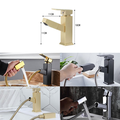 Grifo de agua fría y caliente con tirador de oro cepillado de latón nórdico