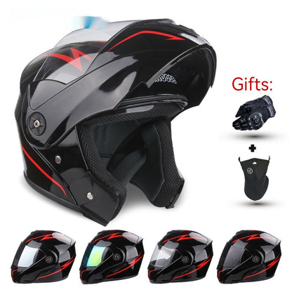 Casco de motocicleta para hombres y mujeres expuestos con doble lente de motocicleta eléctrica