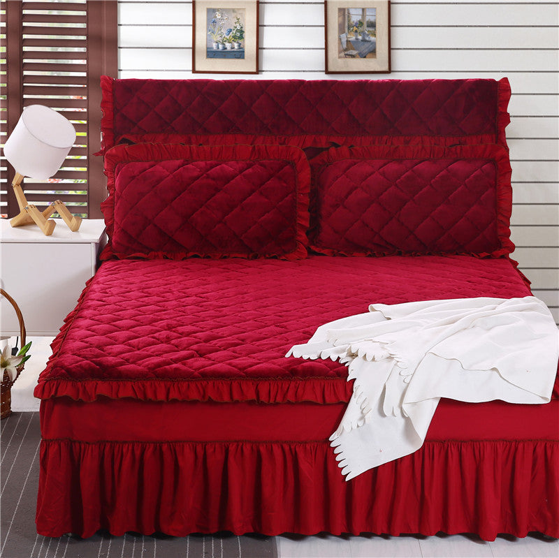 Solid color bed cover