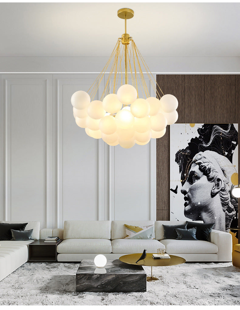 Creative Light Luxury Ball White Glass Bubble Post-modern Living Room Pendant Lamp