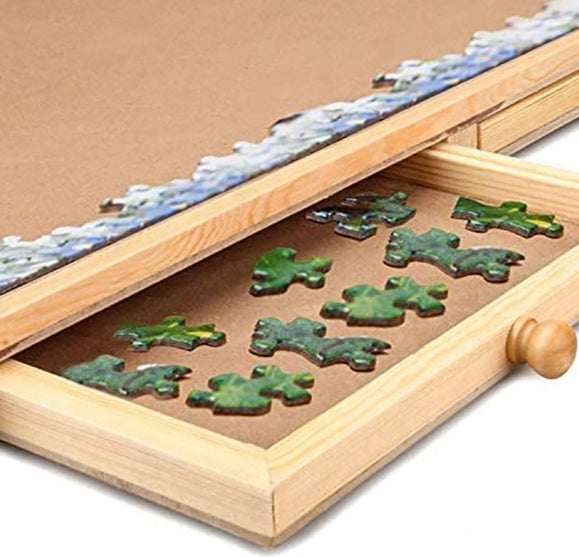 Portable Drawer Wooden Puzzle Table