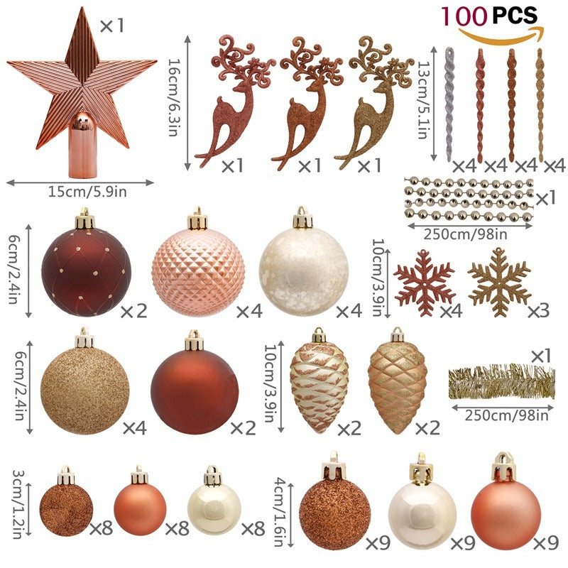 Coffret cadeau de boules de Noël 100 pièces Décorations à suspendre pour la maison