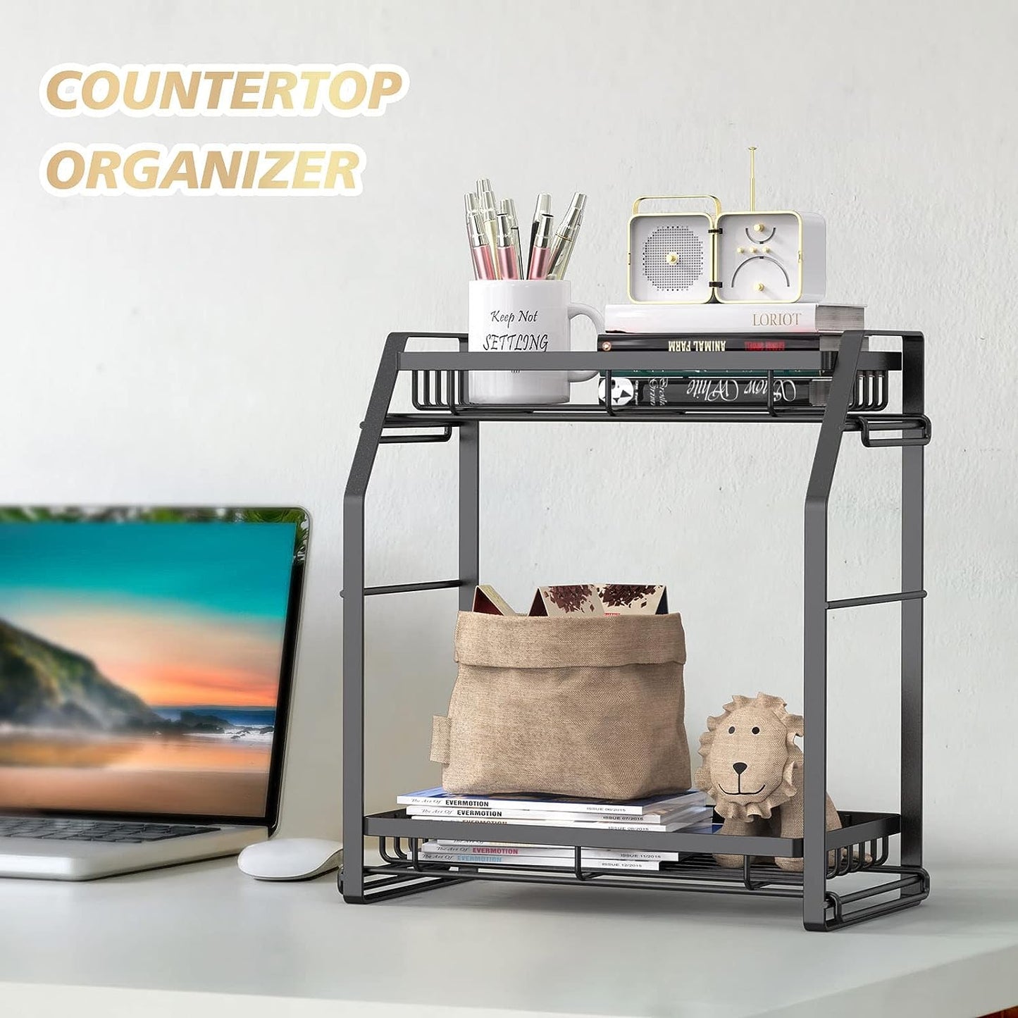 Organizador De Especias, Organizador De Condimentos De 3 Niveles, Estante De Especias De Cocina, Organizador De Encimera para Baño, Tocador, Cocina-Negro