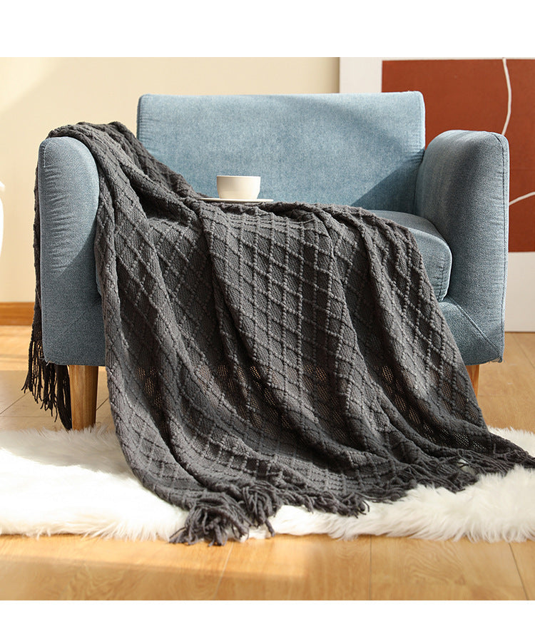 Nordic Style Sofa Cover Cover Blanket Knitted Blanket Shawl Blanket Amazon Tassel Bed Runner Wool Sofa Towel Cover Cloth