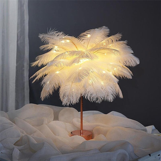 Lampe à plumes lampe de bureau nordique Style européen chambre chevet plume lampe de Table veilleuse lampe de Table décoration moderne