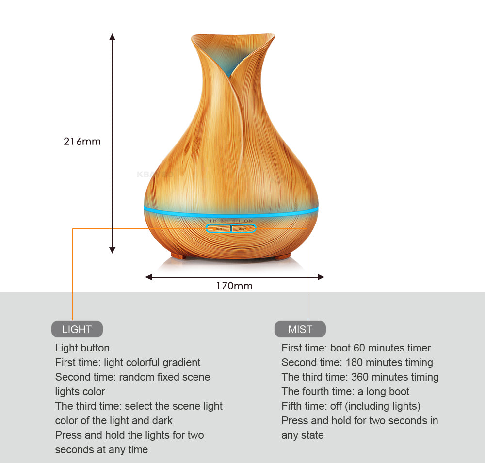 Humidificador de 400 ml 7 luces LED de color de cambio para oficina en casa.