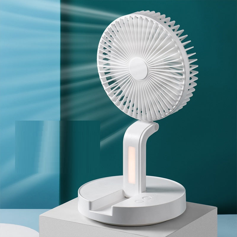 Ventilateur de bureau à rotation automatique, Charge USB Portable pliable avec lumière LED, Mode de montage mural, Mini Table