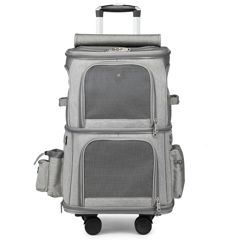 Cat Bag Pet Trolley Case Large Capacity Double Layer