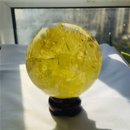 Citrine Ball Decoration Rough Stone Polished Home Office