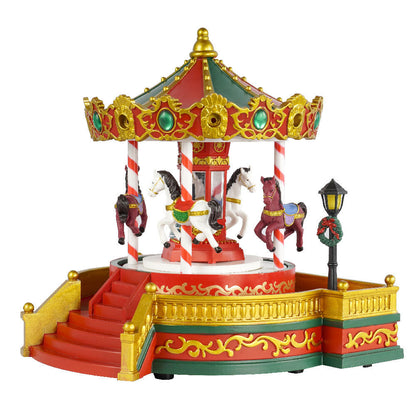 Christmas Gifts Merry Go Round Decorations Music Box LED Lights