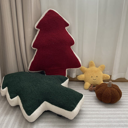 Almohada de peluche grande con forma de árbol de Navidad de pino de algodón para dormir, sofá, almohada lumbar, decoración del hogar, accesorios de fotografía