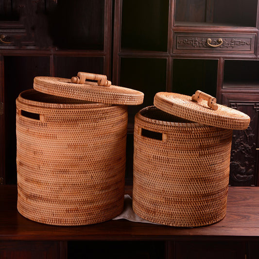 Vietnamese Rattan Woven Storage Basket For Household Bathroom Clothes