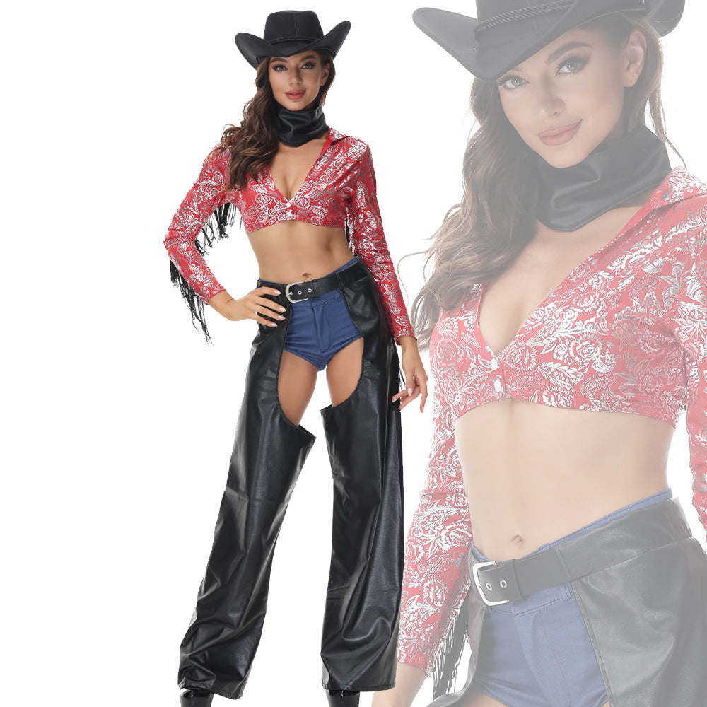 Costume de cow-boy pour fête d'Halloween, déguisement de cow-girl gothique pour femme, tenue de mascarade, de tribu rétro, de hippie