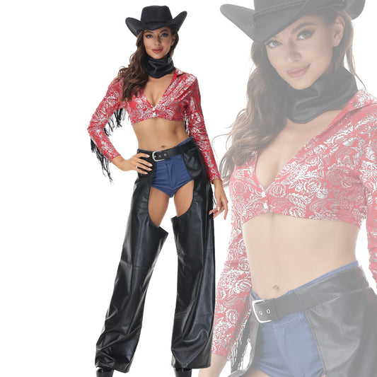 Disfraz de vaquero para fiesta de Halloween, disfraz de mujer estilo gótico del oeste, disfraz de vaquera, disfraz retro de tribu hippie