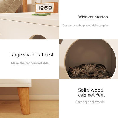 Solid Wood Leg Cat Nest Bedside Table Simple Modern