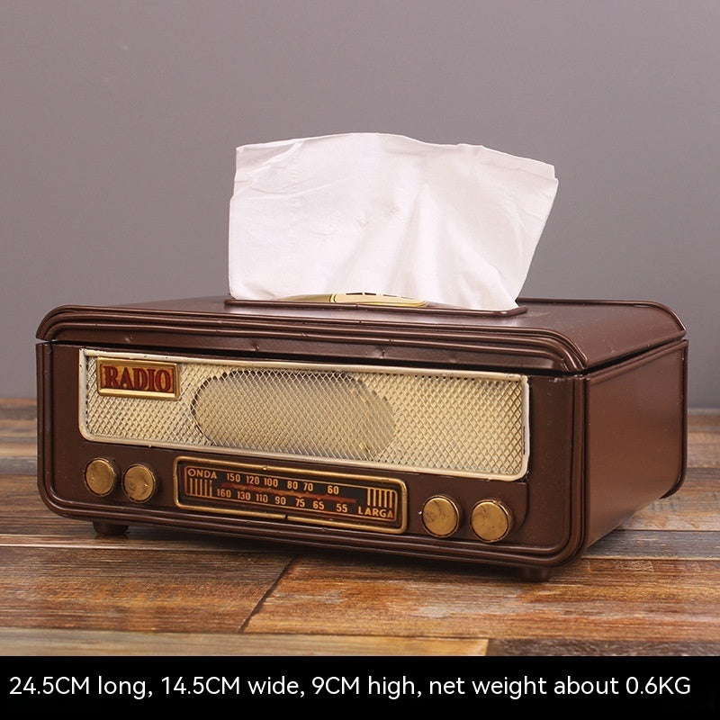 Caja de pañuelos de Radio Retro americana, mesa de comedor europea para el hogar, caja de extracción de papel