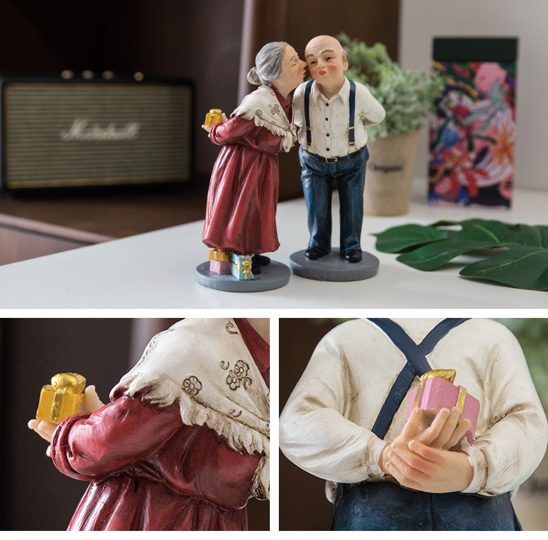 Home Decoration Man Old Lady Small Ornament