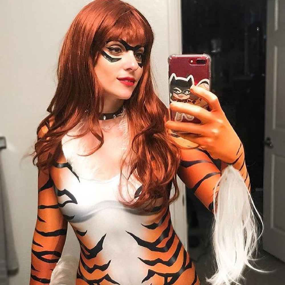 Body con estampado de tigre y gato negro rojo para niñas de Halloween