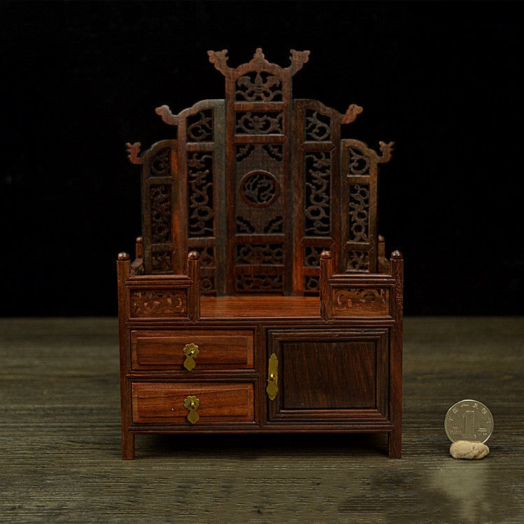 Miniature Furniture Model Mahogany Wardrobe Table Stool