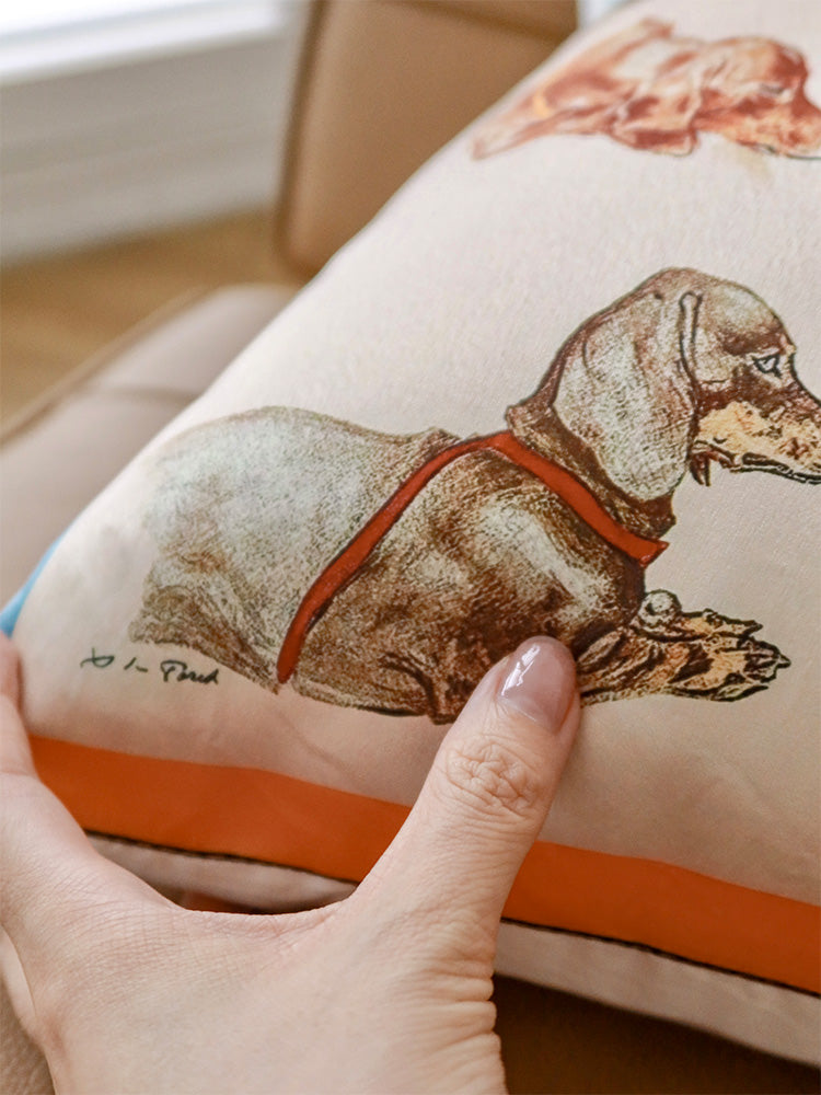 Cojín del sofá de la almohada del perrito de la sensación de seda impresa creativa