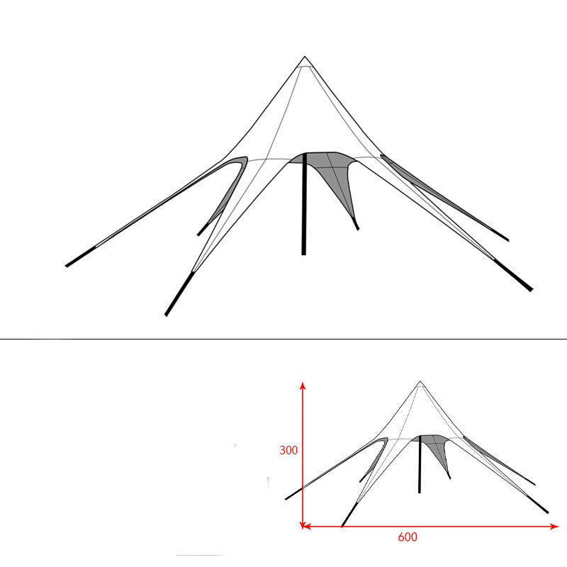 Tente de camping à auvent hexagonal à une seule étoile