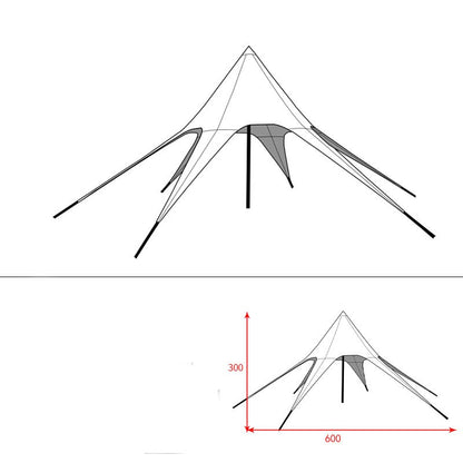 Tente de camping à auvent hexagonal à une seule étoile