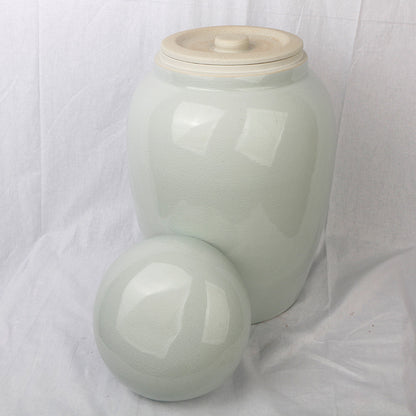 Double Cover Jingdezhen Ice Cracking Ceramic Bone Ash Jar