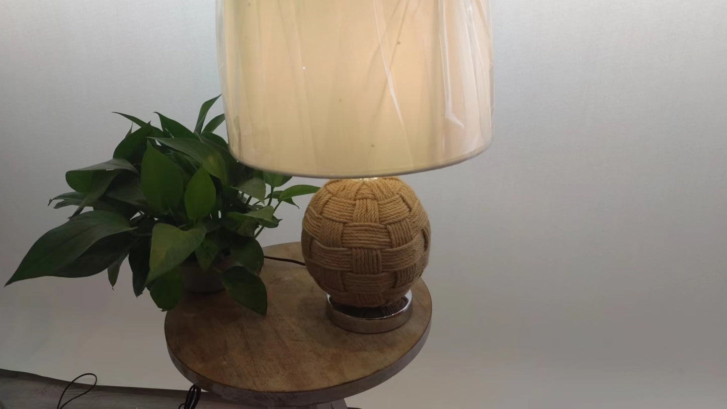 Country Table Lamp Hand-woven Hemp Rope Ball Natural