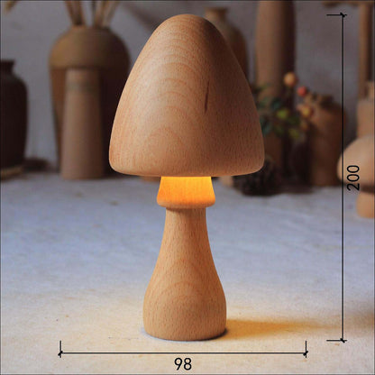 Veilleuse rechargeable en forme de champignon en bois massif