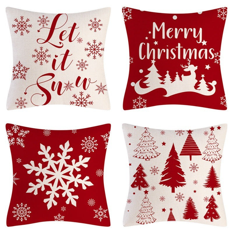 Home Decoration Christmas Pillow Cover Four-piece Set