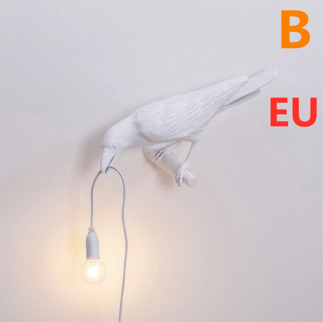 Décoration créative de lampe murale en résine d'oiseau de bon augure