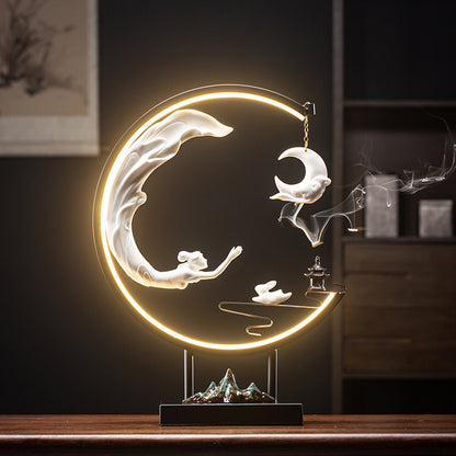 Nouveau Style chinois lampe à LED cercle salon meuble TV porche Zen