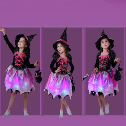 Disfraz infantil para fiesta de Halloween, disfraz de bruja de Halloween para niñas pequeñas, disfraz de cosplay para niños