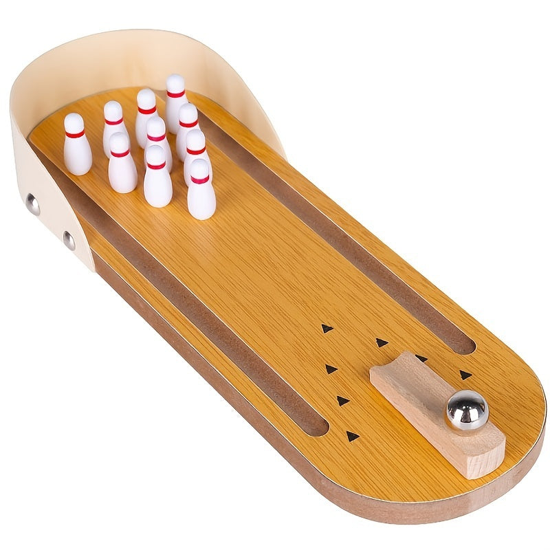 Mini jeu de bowling de table - Planche en bois - Mini arcade de bureau - Petit bowling - Allée de tir - Bureau - Gadgets anti-stress - Jouets pour petits doigts - Cadeaux gag pour hommes, femmes, enfants, adolescents, garçons