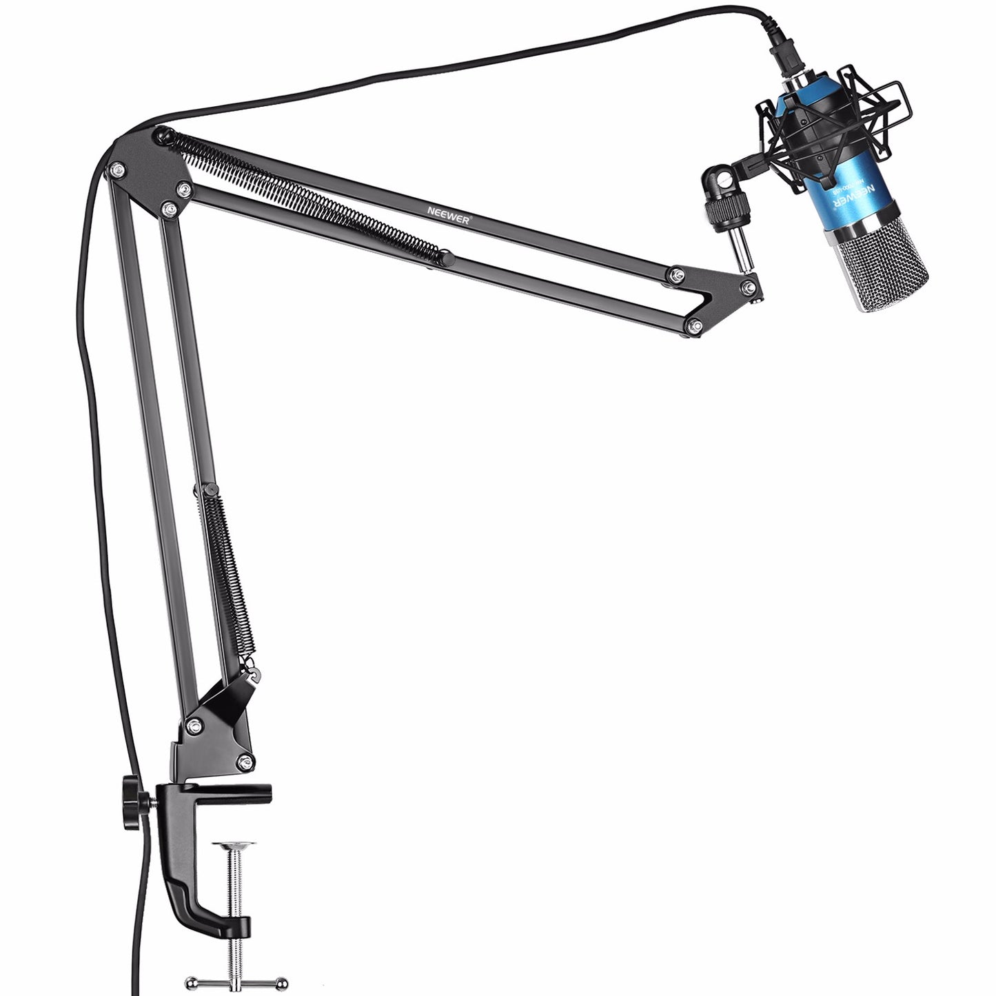 Neewer NW-7000 Microphone à condensateur de studio professionnel USB et support de bras à ciseaux à suspension réglable NW-35 avec support anti-choc et kit de pince de montage sur table parfait pour la diffusion et l'enregistrement sonore