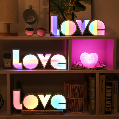 Lámpara de festón ornamental LED Modelado de luz decorativa creativa Propuesta Declaración Diseño de vacaciones Letra de amor inglesa Luz LED