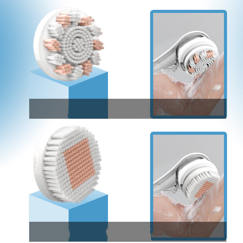 Brosse de bain électrique multifonctionnelle, brosse à frotter étanche, 6 en 1, à long manche, pour frotter le dos, le visage, les pieds, artefact de frottement