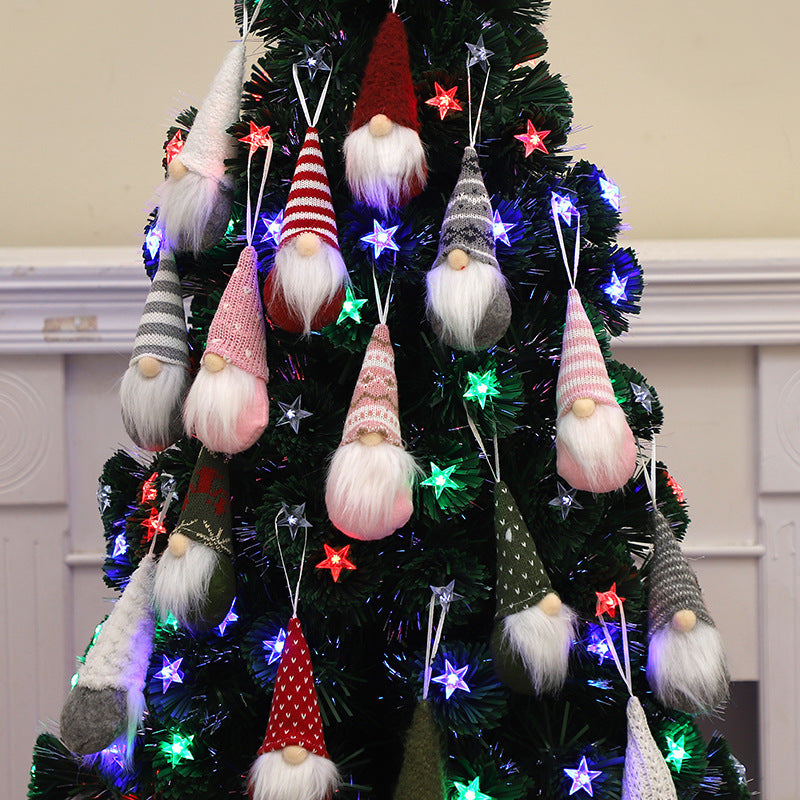 Gorro de punto con forma de bosque para ancianos, árbol de Navidad, muñeco colgante