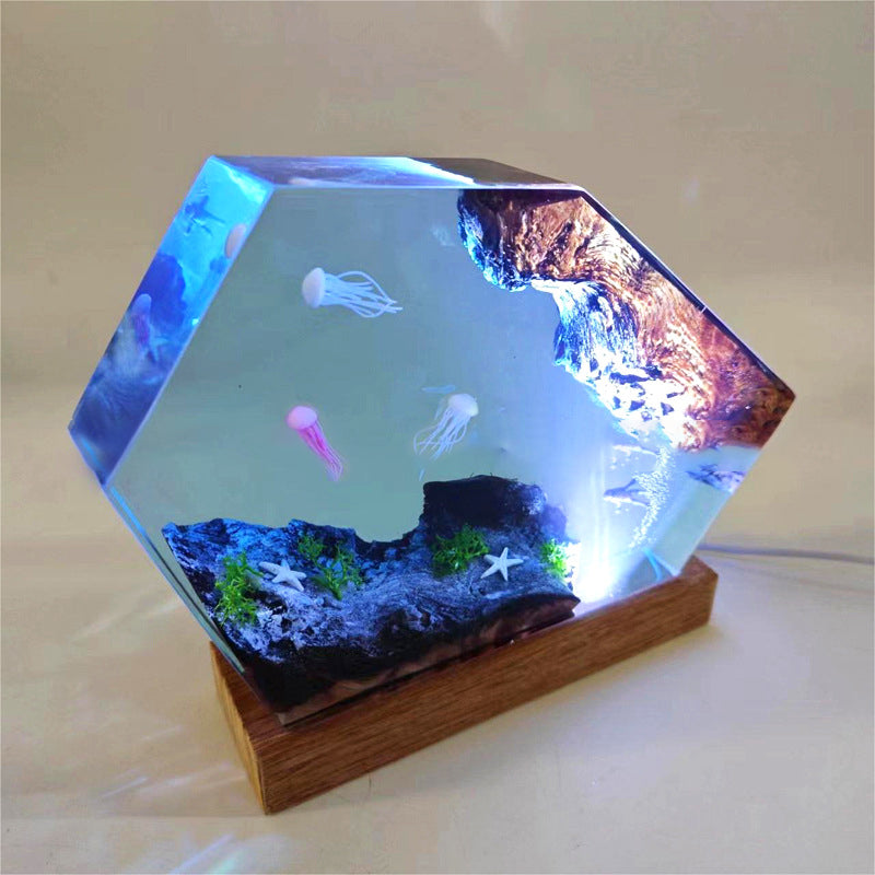 Jellyfish Diver Small Night Lamp Resin Epoxy Decorative Ornaments