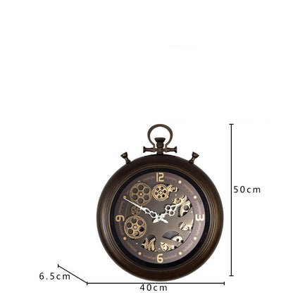 Home Living Room Vintage Gear Iron Wall Clock