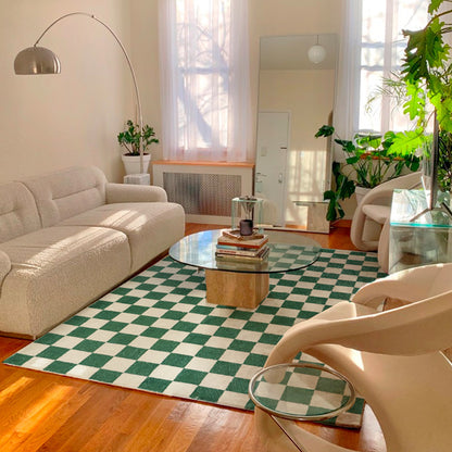 Retro Classic Checkerboard Vertigo Rug Living Room Bedroom