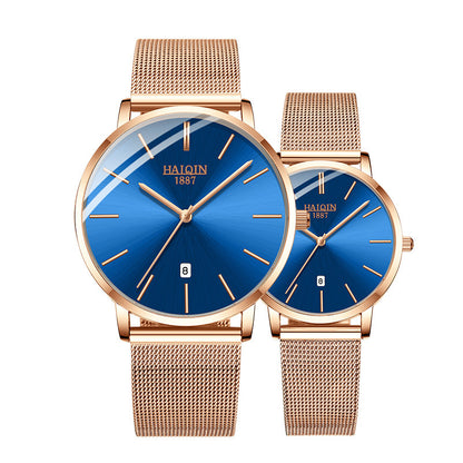 Steel mesh with quartz watch ladies couple gift table