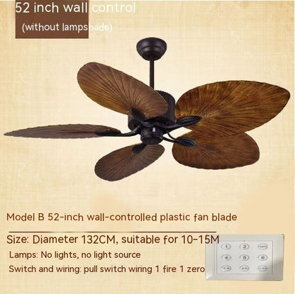 Living Room Southeast Asia Frequency Conversion Mute Fan-style Ceiling Lamp Home Integrated Retro Ceiling Fan Lights