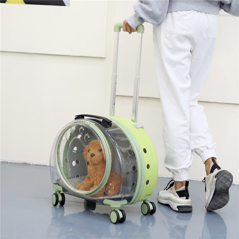 Portable Double-shoulder Pull Rod Cat Bag For Ventilation